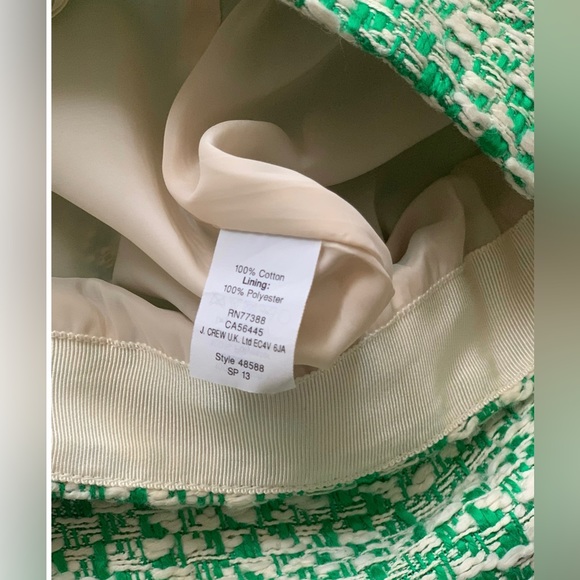 J. Crew No. 2 Pencil Skirt White Kelly Green Tweed 100% Cotton 00 XXS - Picture 9 of 9